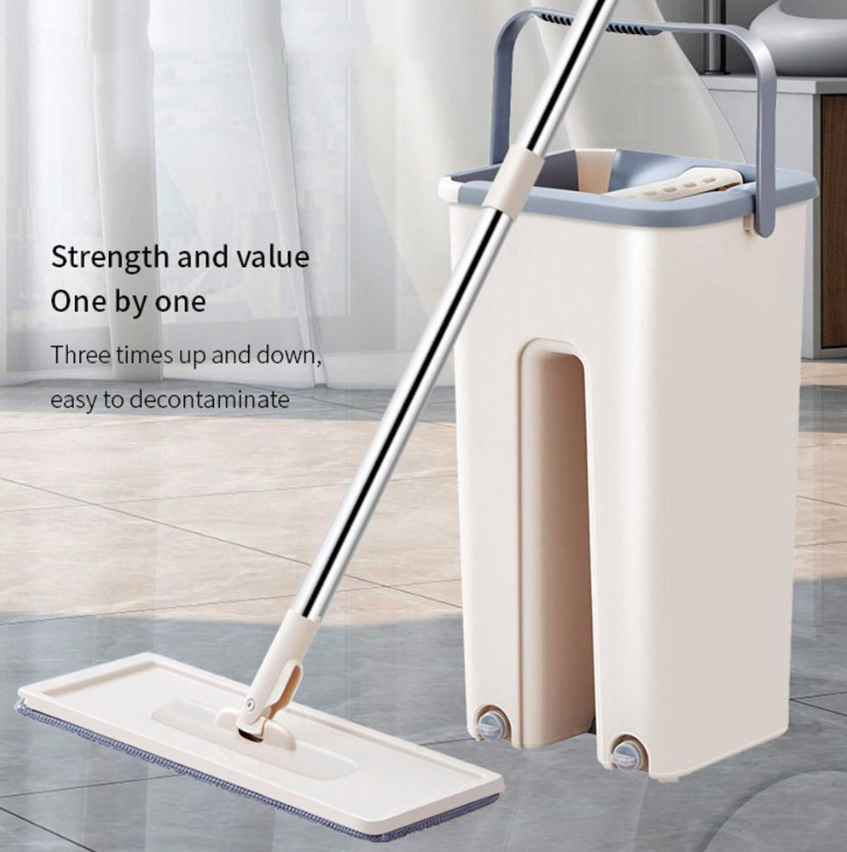 Lazy Multi-Functional Wash & Dry Mop and Buckets Set Flat Squeeze 360° + Pad US